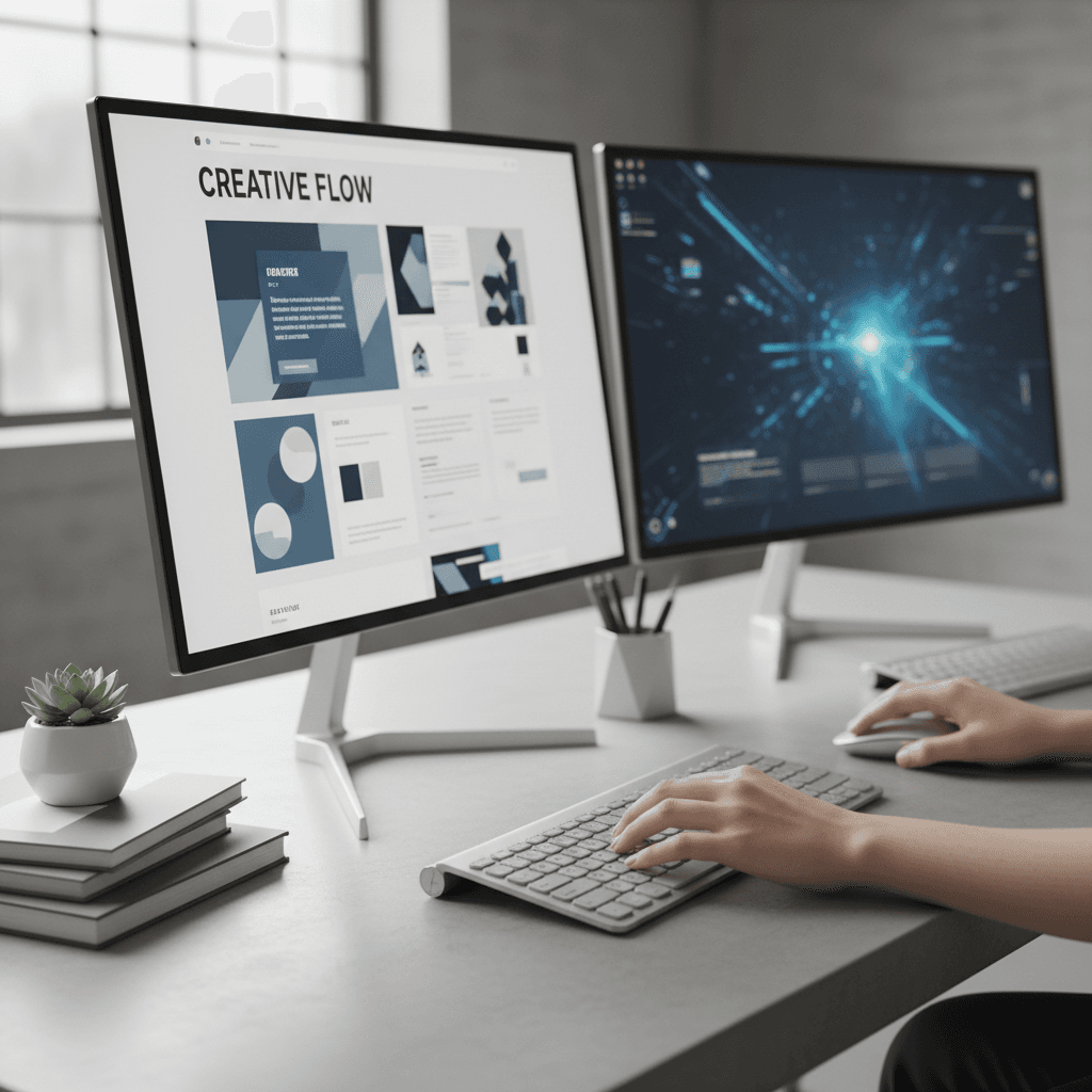 Graphic designer creating high-quality visual content on laptop